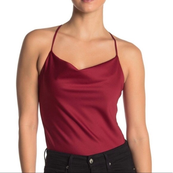NWOT Red Cowl Neck Bodysuit - Picture 1 of 7